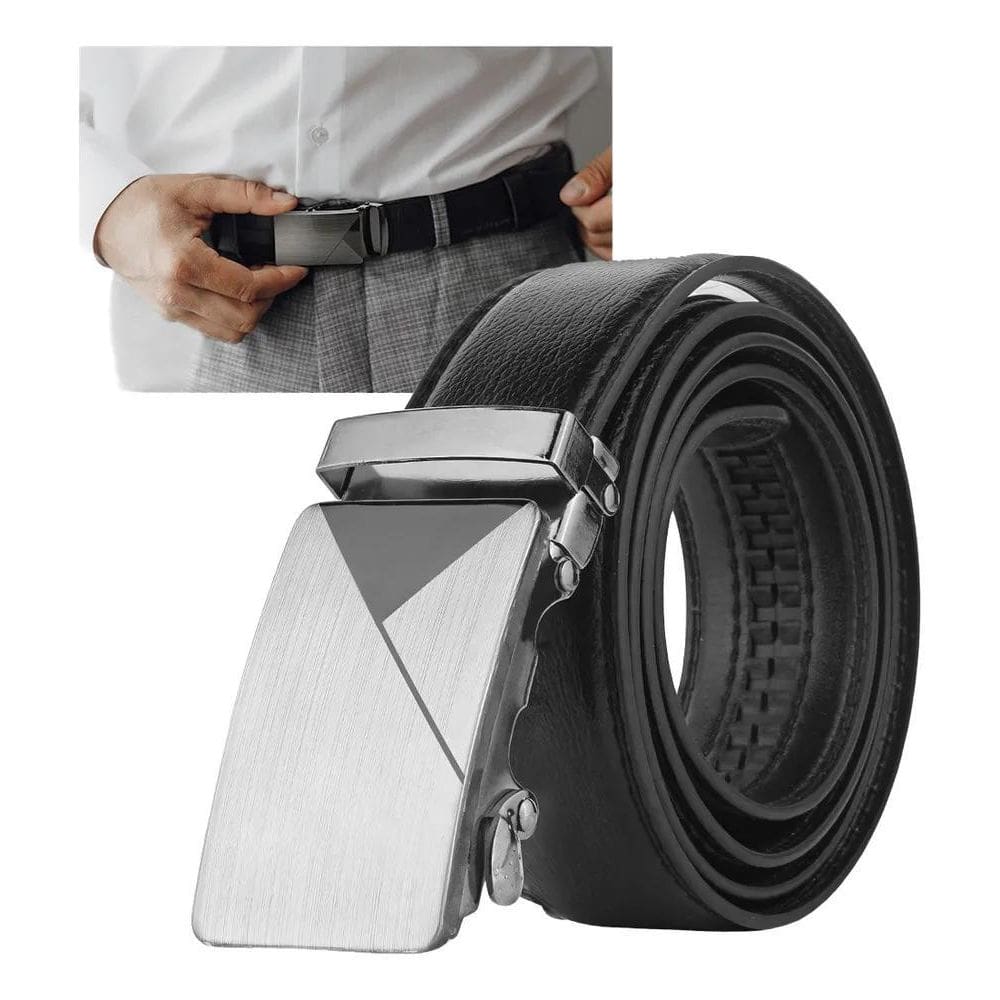 2X Cinto Masculino Social Em Couro Preto Fivela Automática