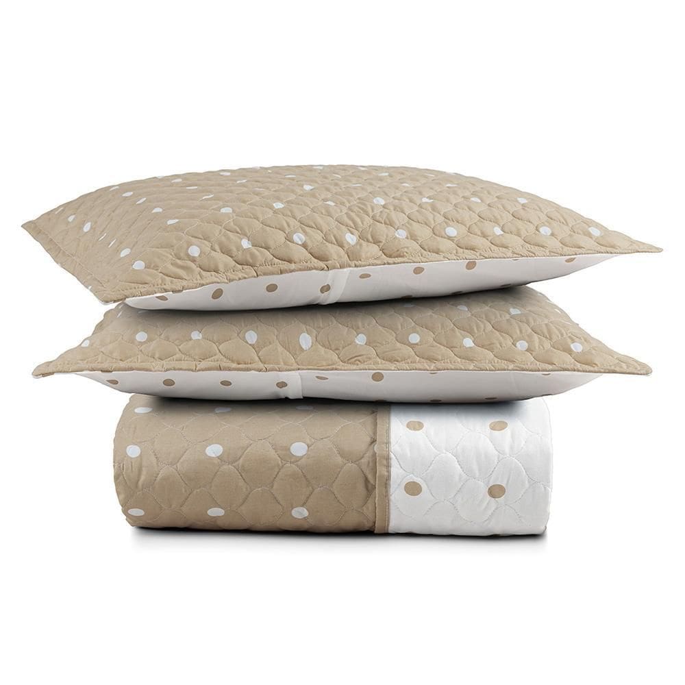 Cobre Leito Colcha Queen Ball 3 Peças Cáqui - 100% Poliéster