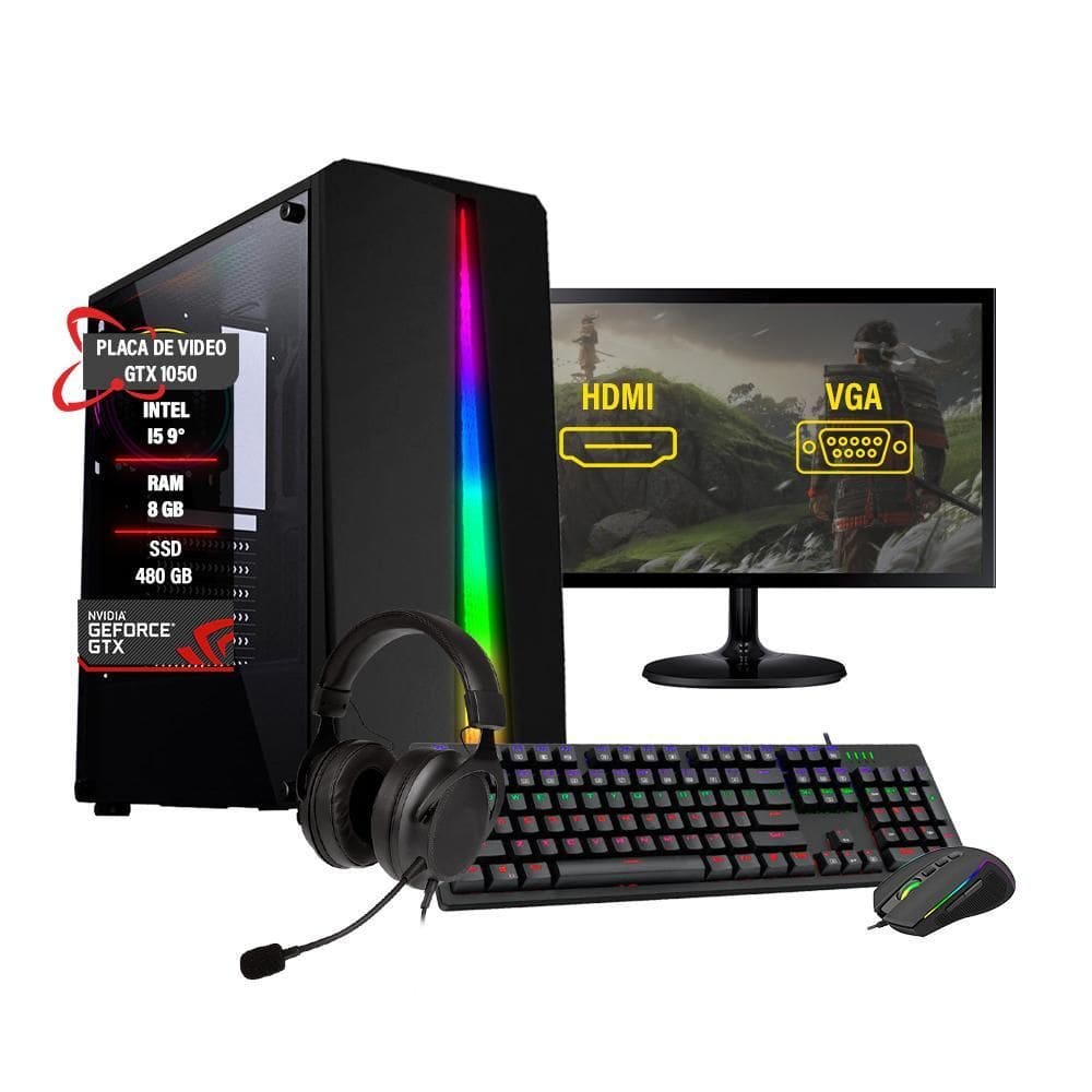 Pc Gamer Completo Intel Core I5 9 Ram 8Gb Ssd 480Gb Gtx1050