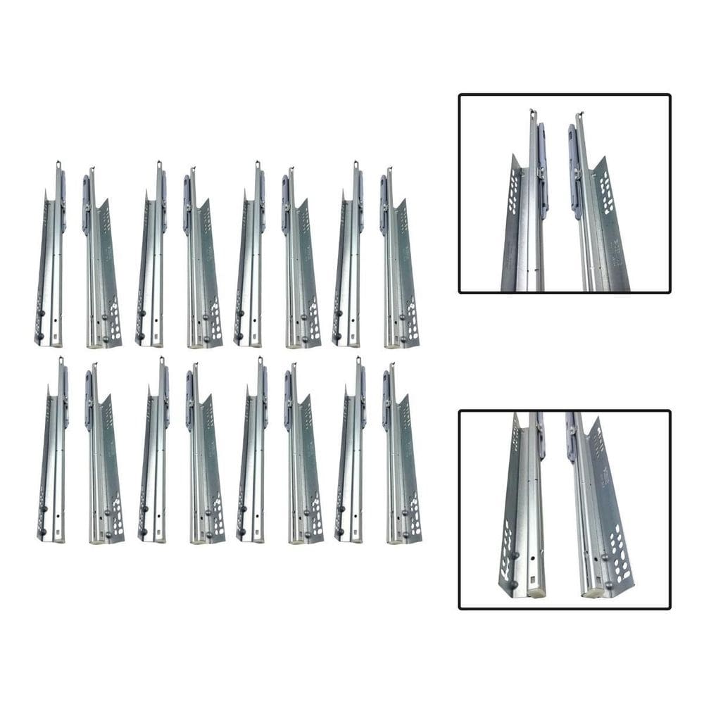 8 Corrediça Telescópica Oculta Invisível Amortecedor 35Cm