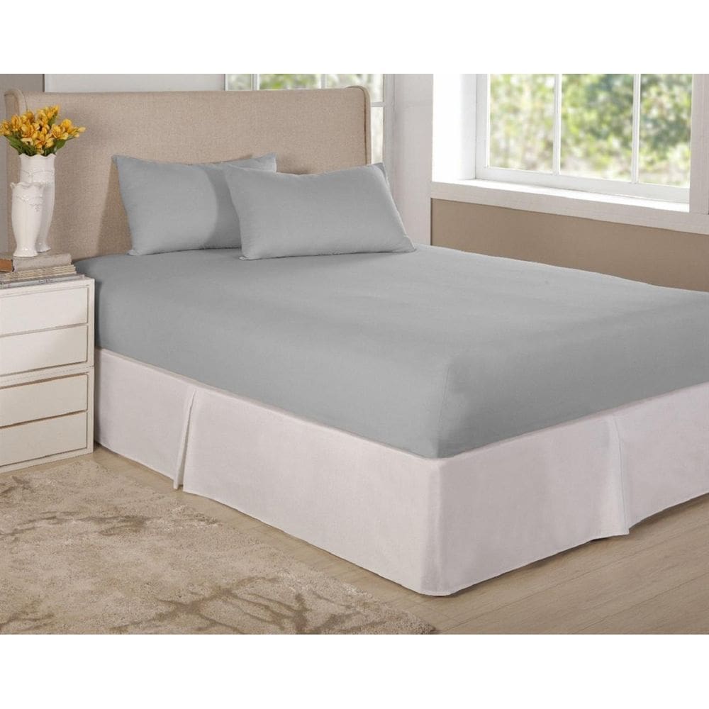 Jogo Lençol Cinza Cama Casal Queen 3 Pç Algodão Percal 150