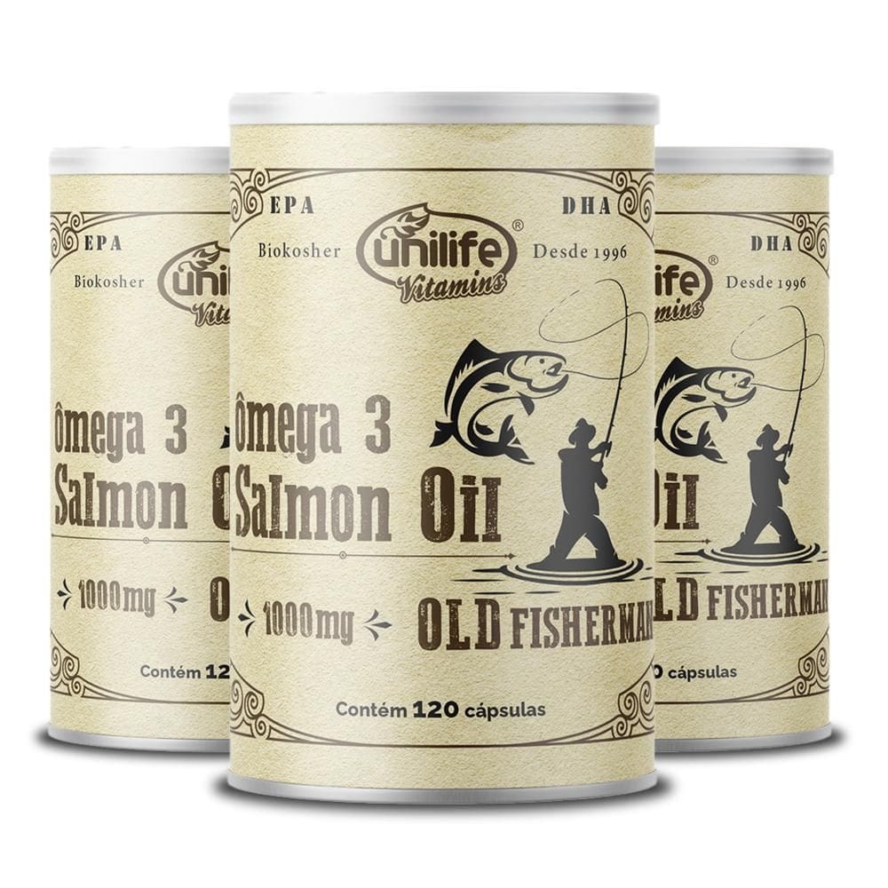 Kit 3 Ômega 3 Old Fisherman Unilife 120 Cápsulas