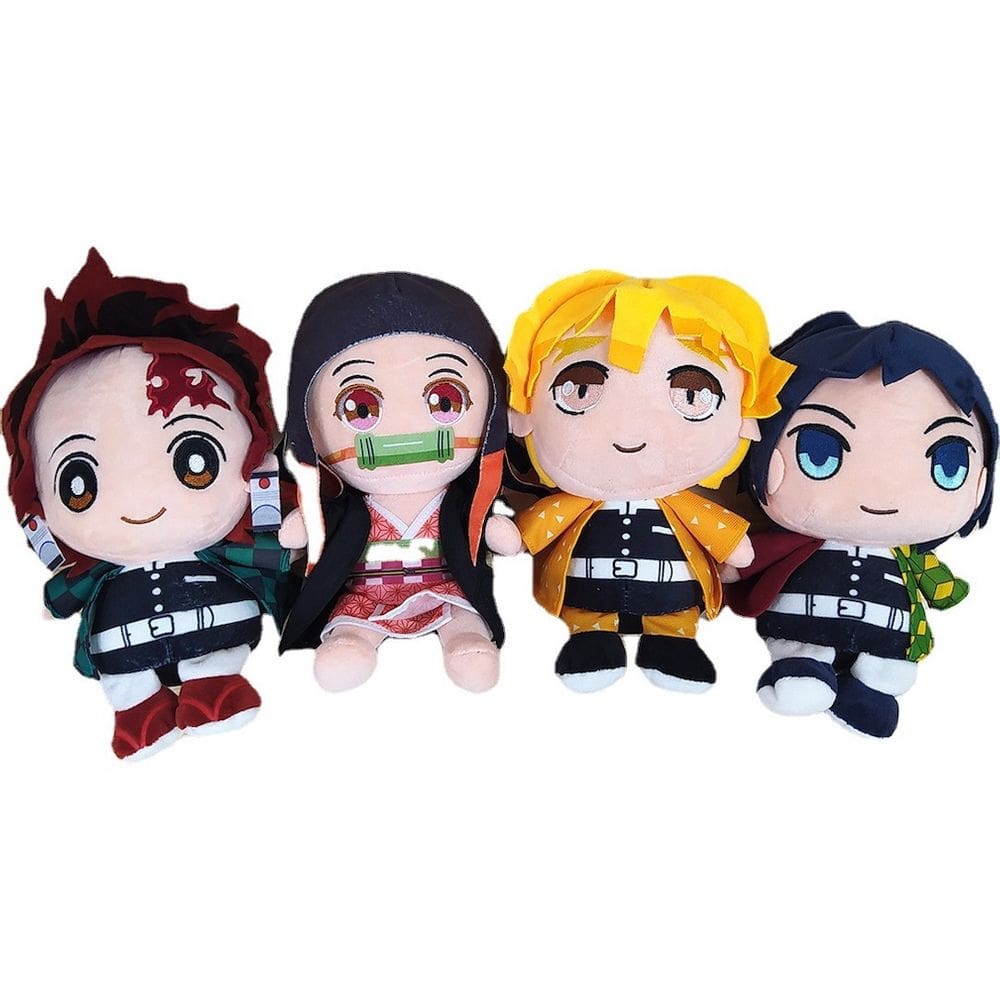 Conjunto de bonecas de pelúcia Demons Slayers Anime 23 cm 4 peças