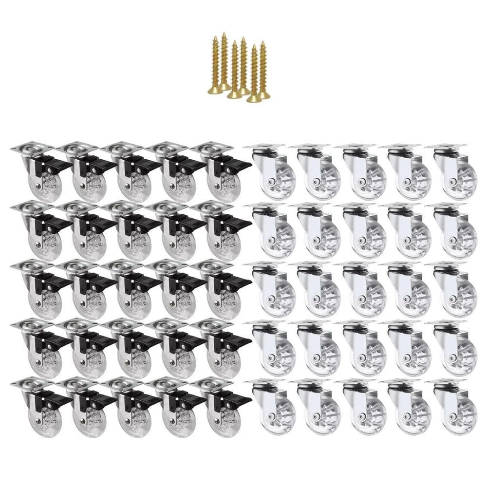 Kit 50 Rodízio Giratório Gel Rodinha Silicone 35Mm Parafusos