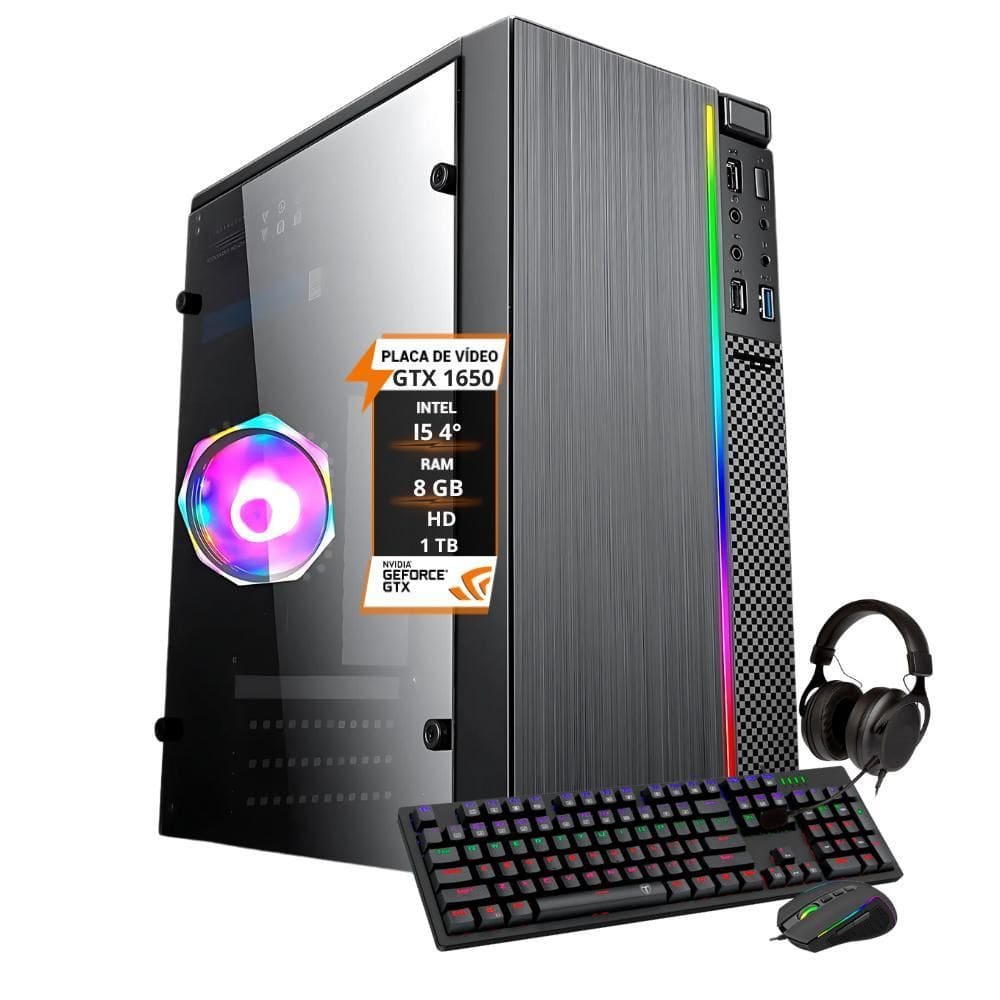 Pc Gamer Intel I5 4º Geração Gtx 1650 Mem. 8Gb Hd 1Tb