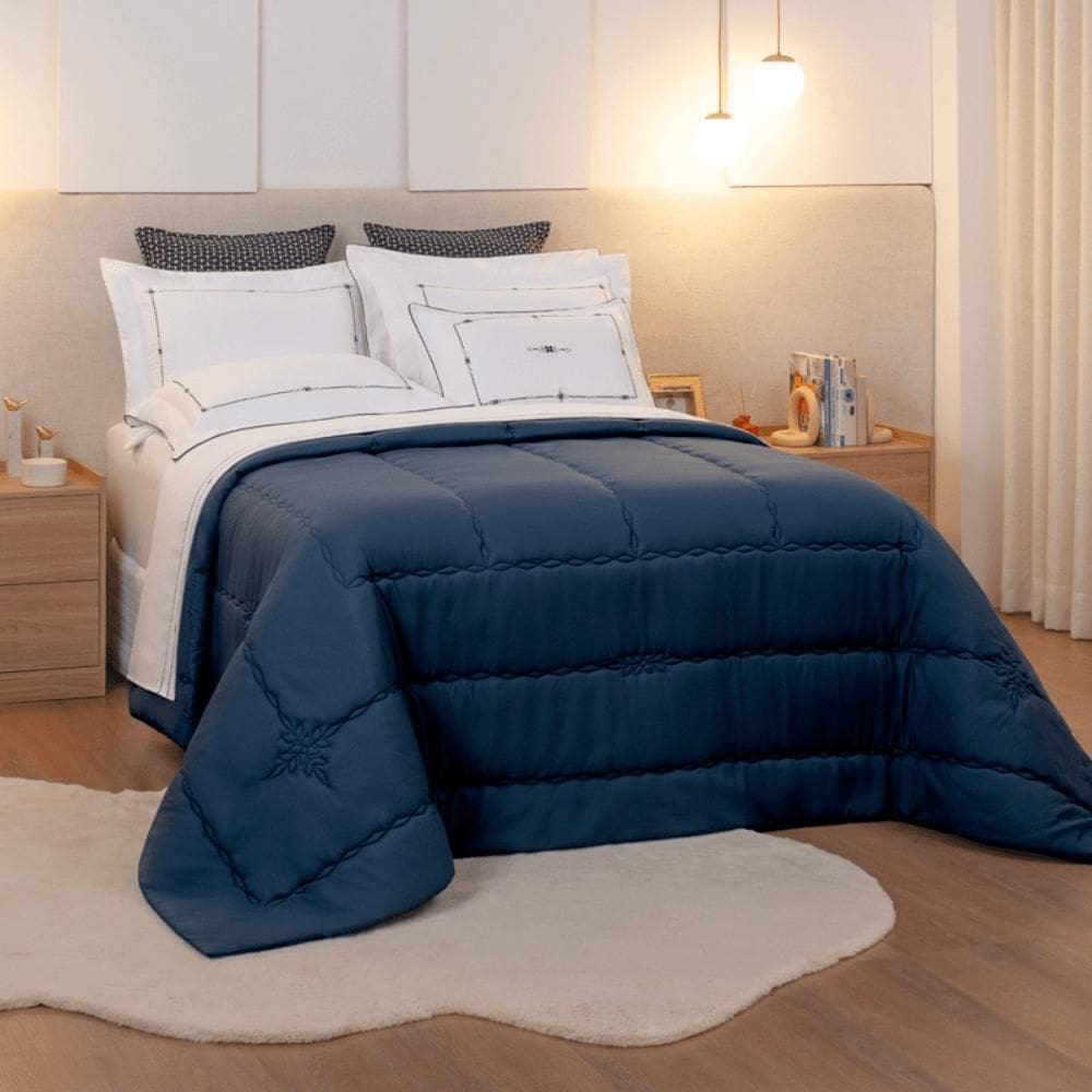 Kit Colch /Cobre Leito Queen Artemis - Lavive Azul Petroleo