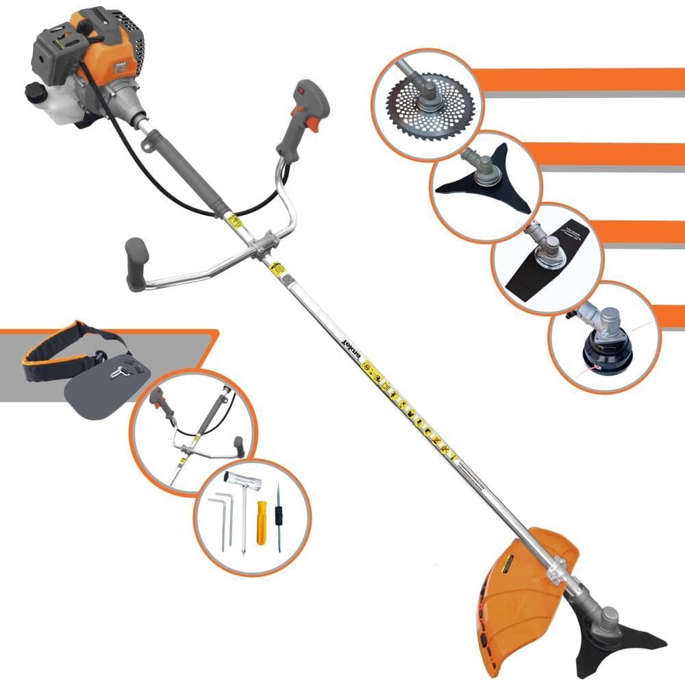 Cortador de Grama À Gasolina Tekna RL430P 43cc 1,7HP 2T Completa Com Carretel de Nylon + Faca 2 Pontas + Faca 3 Pontas + Faca 40 Dentes de Vídea