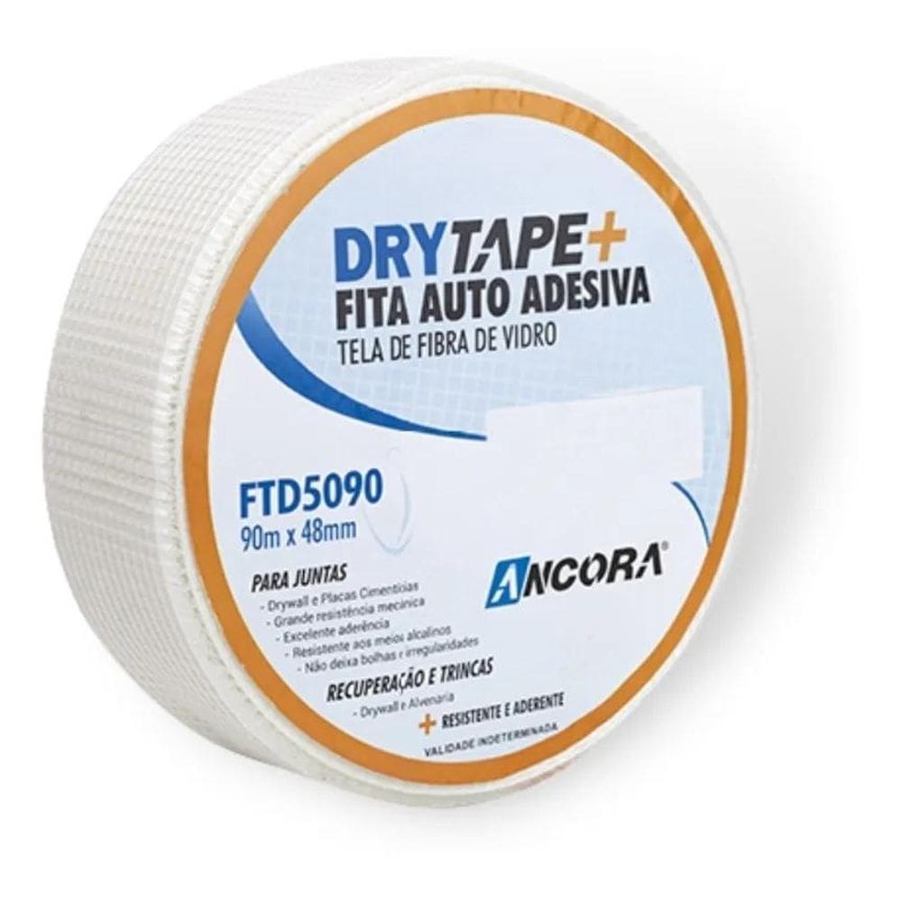 2X Fita Telada Fibra De Vidro Drywall Autoadesiva 90Mt X 48M