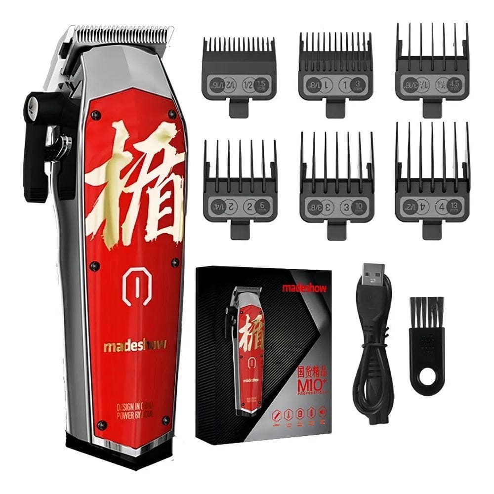 2X Maquina De Cortar Cabelo Madeshow M10 Sem Fio Vermelha Co