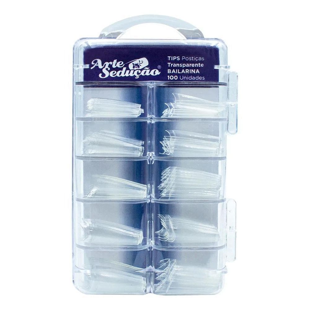 2X 100 Tips Unhas Postiças Bailarina Transparente, Arte Sedu