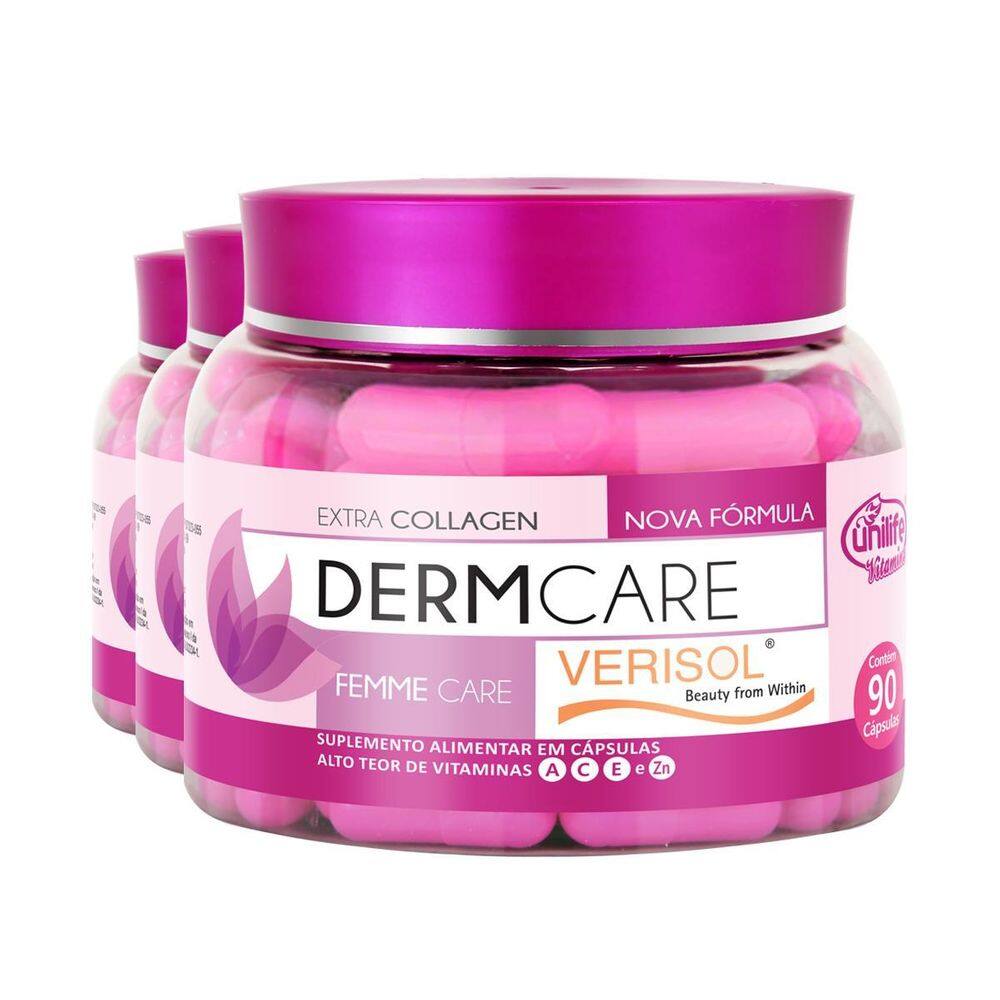 Kit 3 Derm Care Verisol Unilife 90 Cápsulas