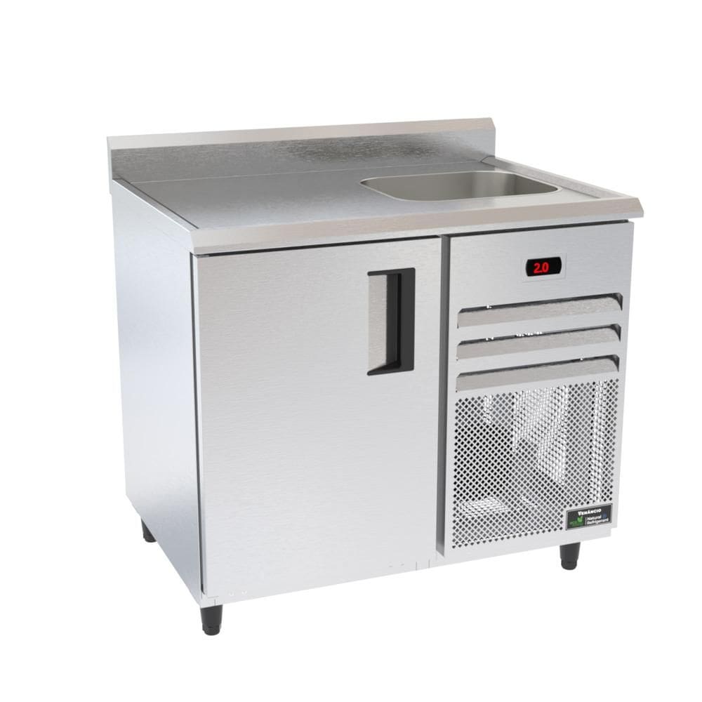 Balcão Congelados Venâncio 100cm Inox Borda Espelhada com Cuba 220V VCCH10-42290