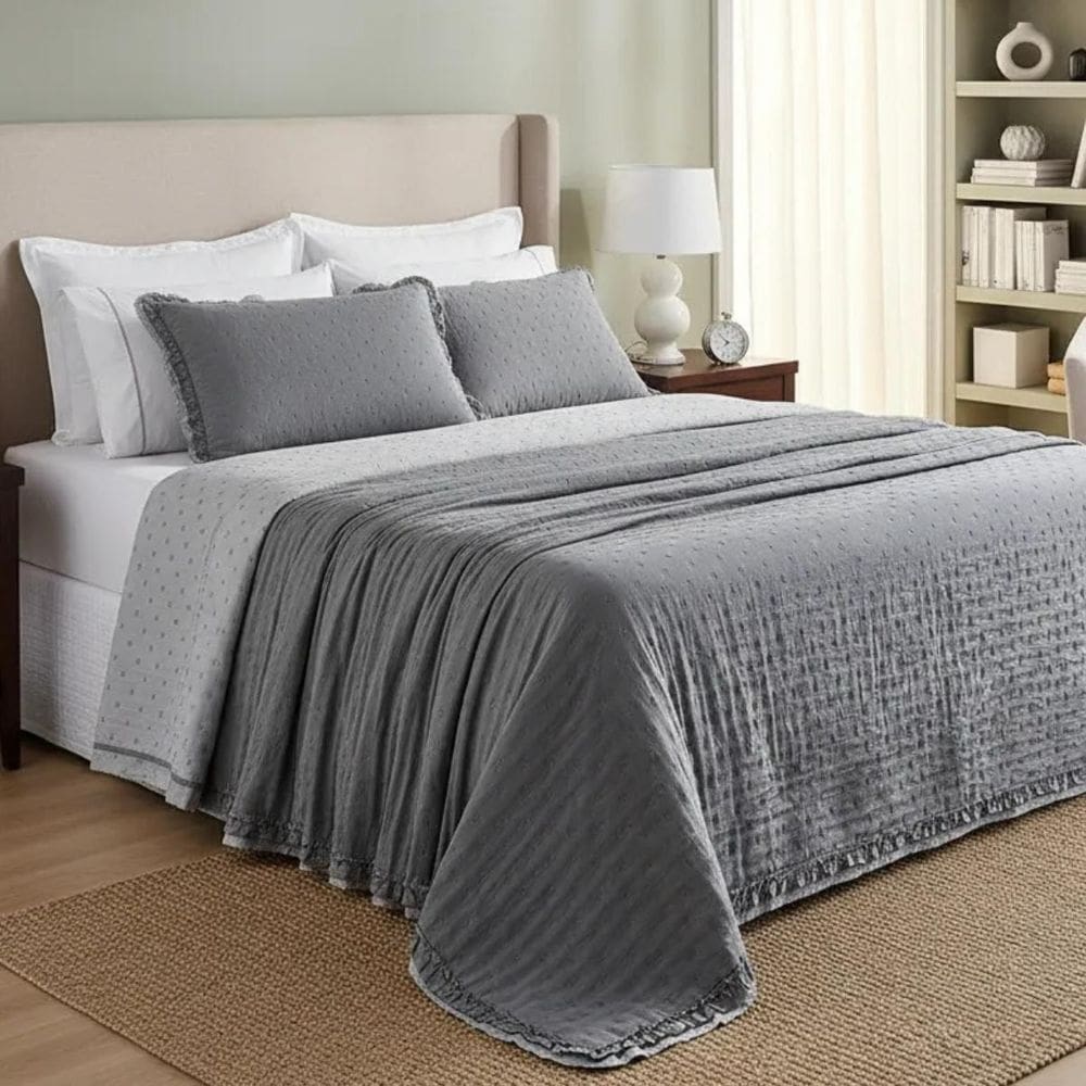 Cobre Leito Casal Queen Size 200 Fio Magnólia Luxo Aconchego