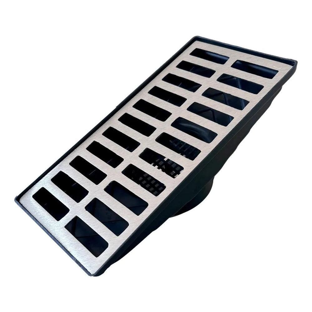 2X Coletor Ralo Linear 15X30 Saída Fundo Grelha Alumínio