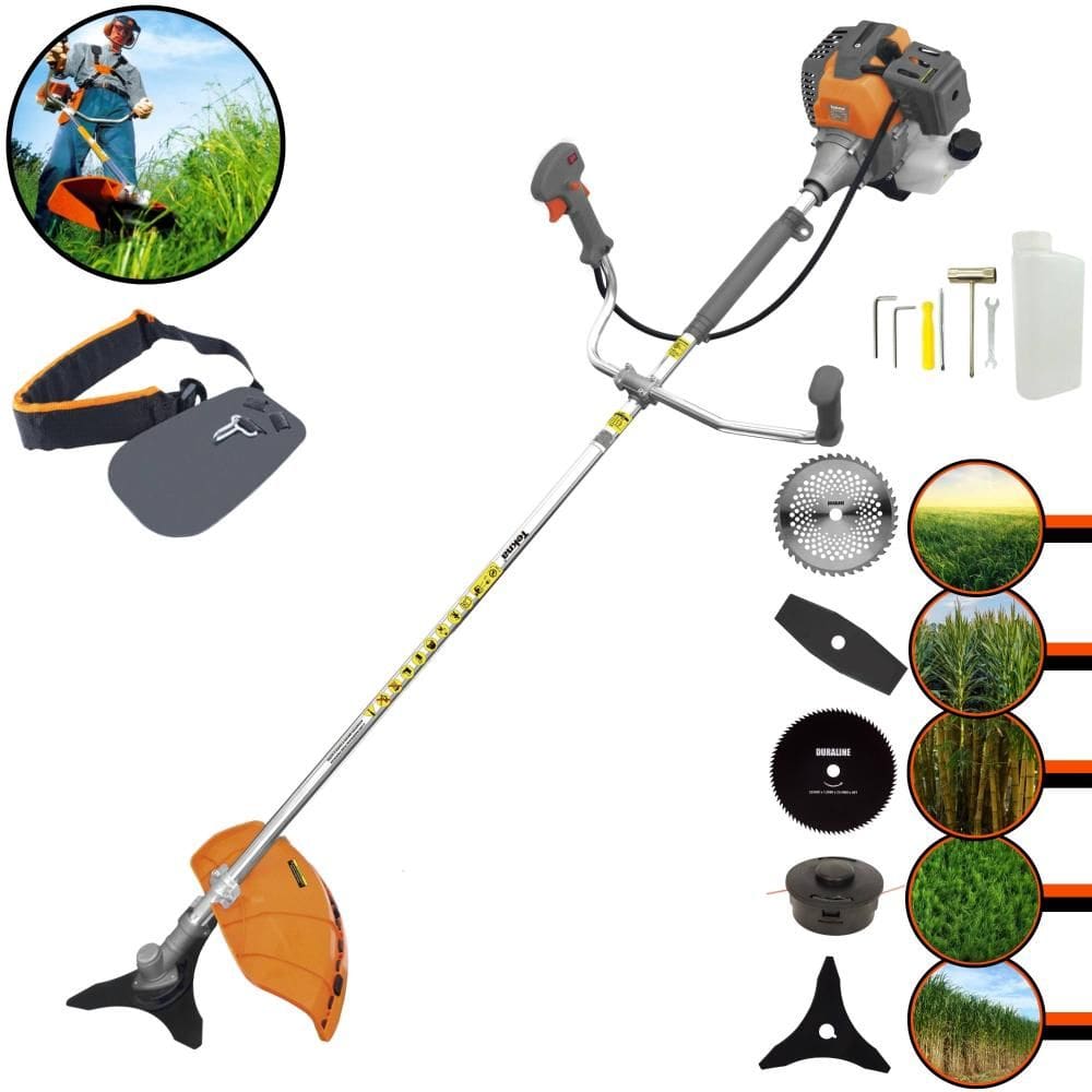 Roçadeira Aparador de Grama Tekna RL430P À Gasolina 1,7HP 43cc Com Lâmina Facão + Lâmina 3 Pontas + Disco 40 Dentes e 80 Dentes + Carretel Nylon