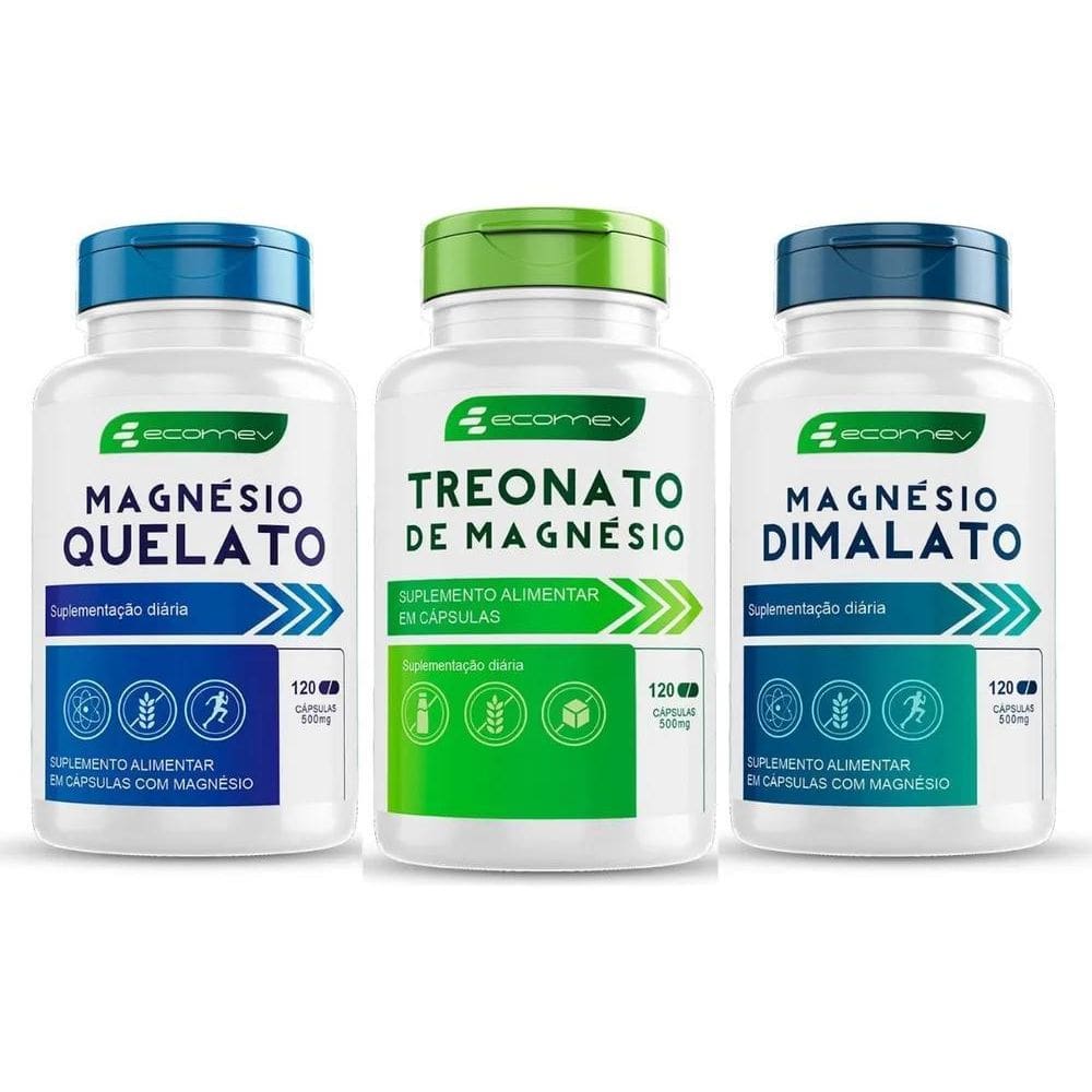 2X Super Kit Magnesio Quelato Treonato Dimalato 500Mg 360Cáp