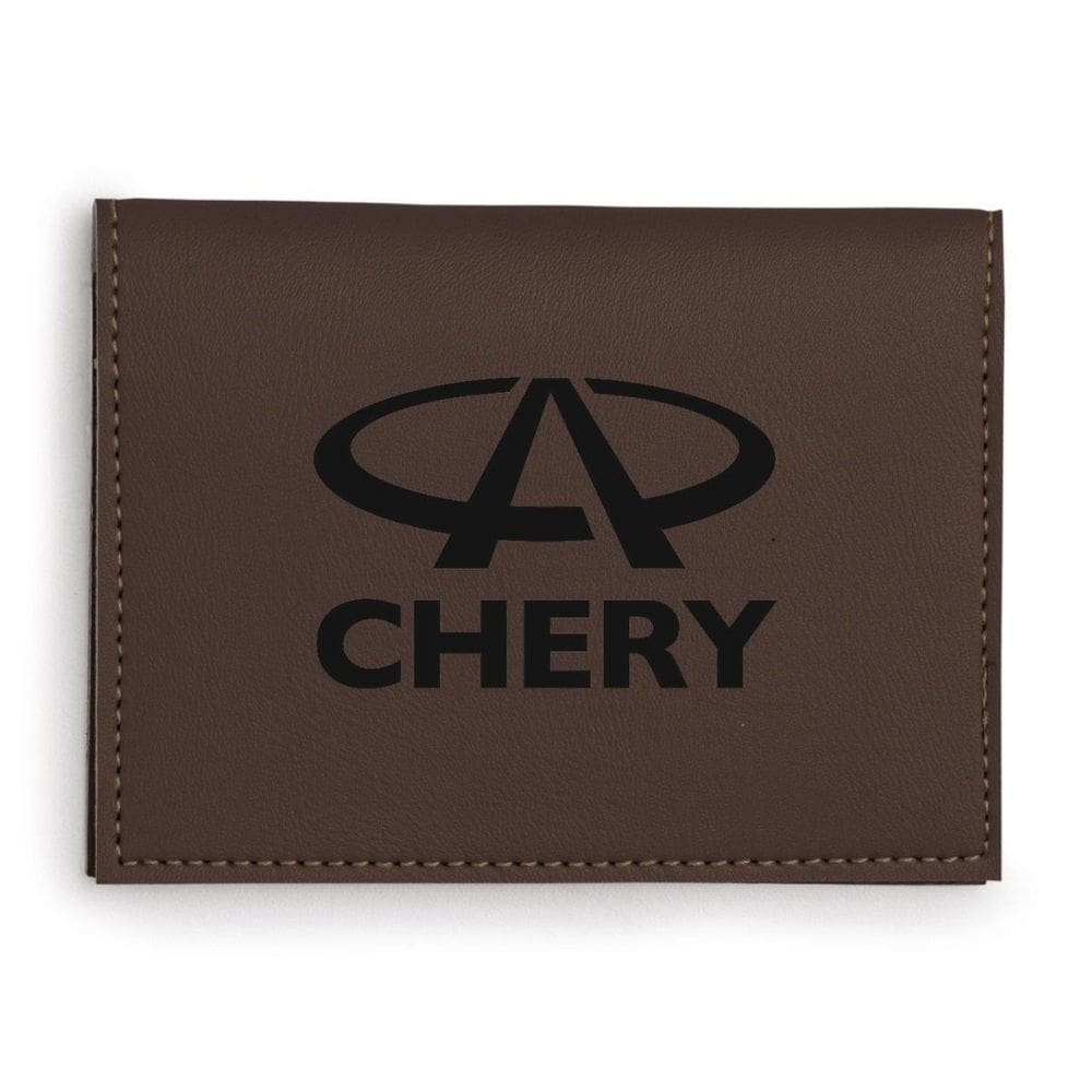 Porta Cartões Marrom Visor Transparente Para Chery