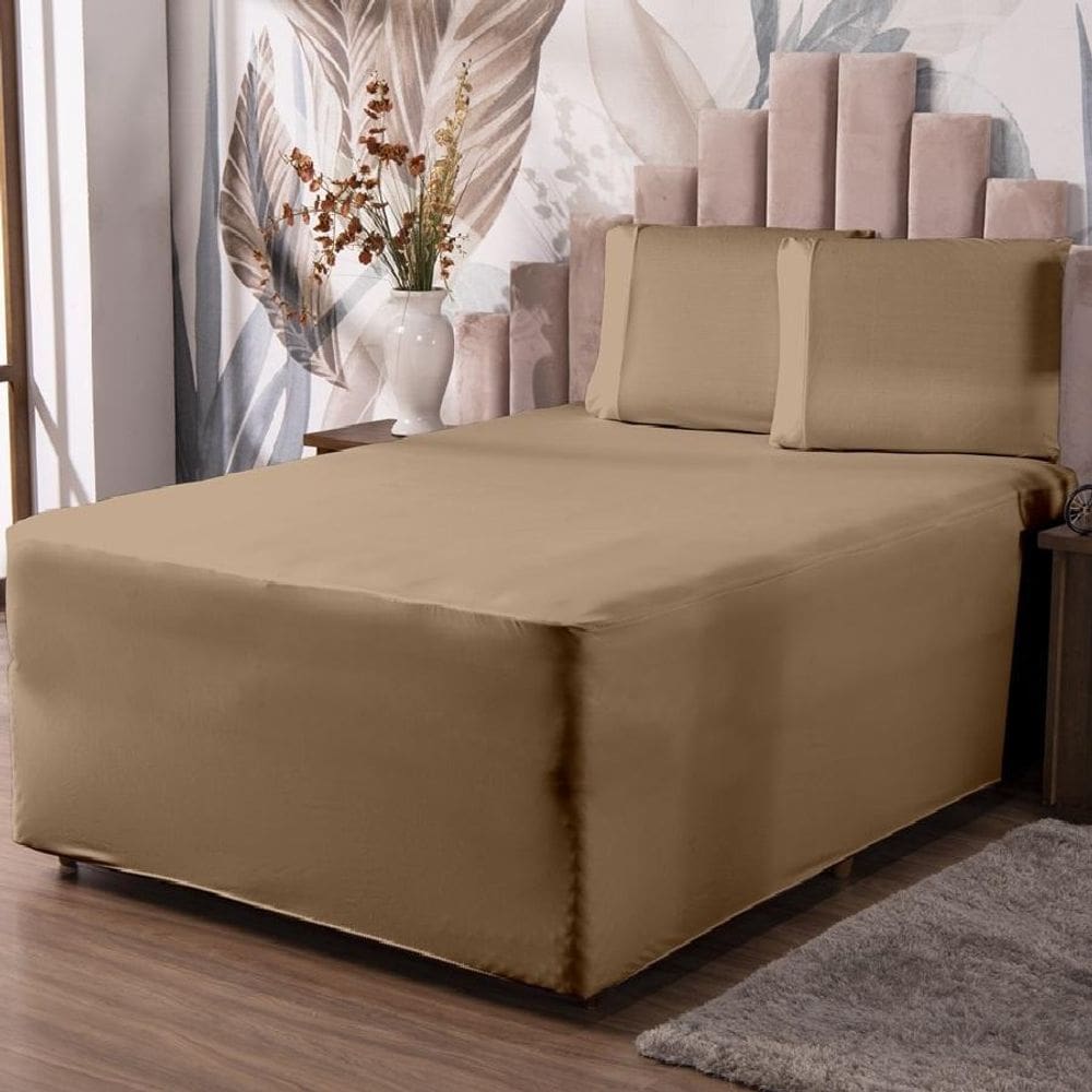 Jogo De Lençol Luva Solteiro Conjugada Colchão Box Malha 2P