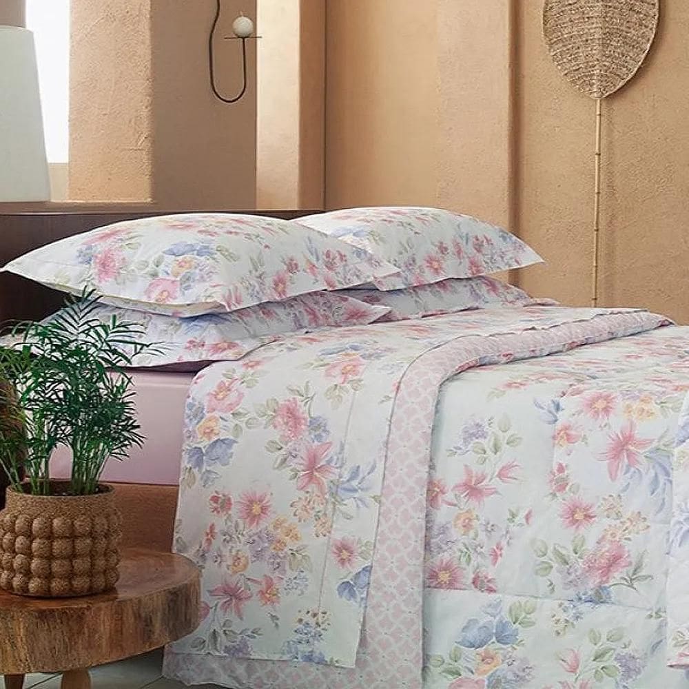 Jogo De Cama Solteiro King 200 Fios Estampado Andreza Belle