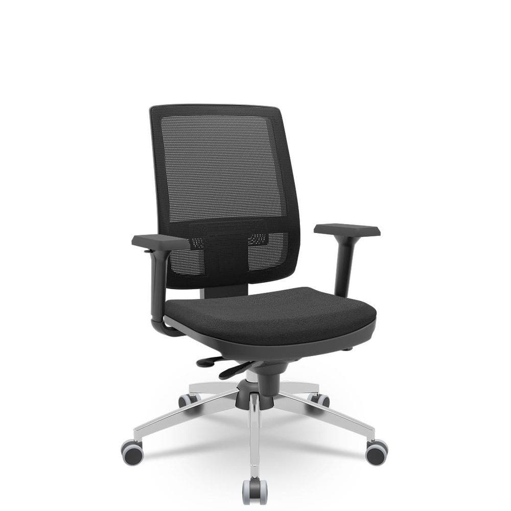 Cadeira Brizza Tela 3D Slider Cromada Sem Apoio Poli Preto