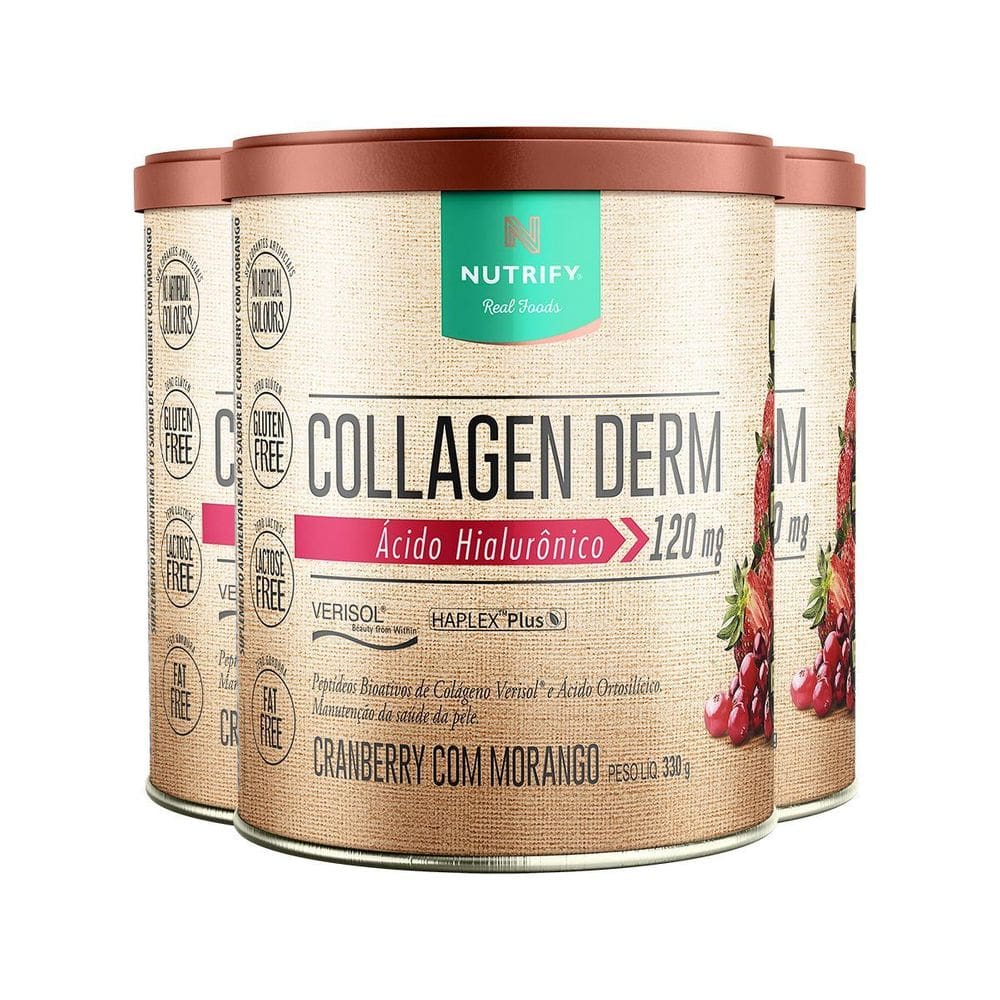 Kit 3 Collagen Hialurônico Cranberry Nutrify 330G