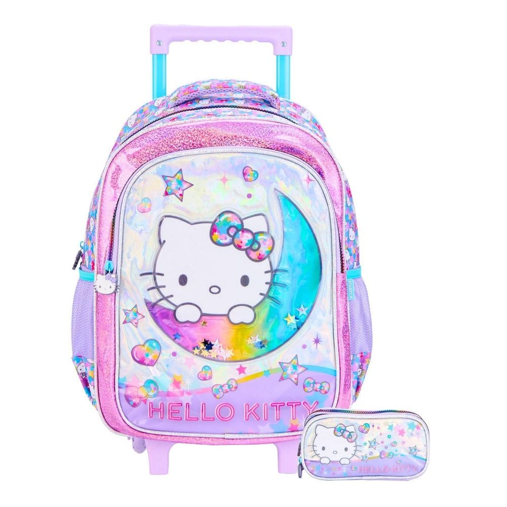 Kit Hello Kitty Mochila 2Em1 Rodas + Estojo Triplo Luxo