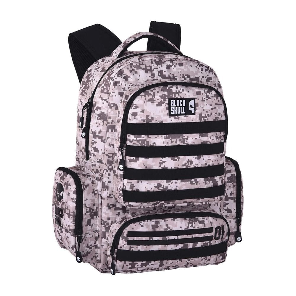 Mochila Masculina Black Skull Camuflada Bolsa Preta Premium