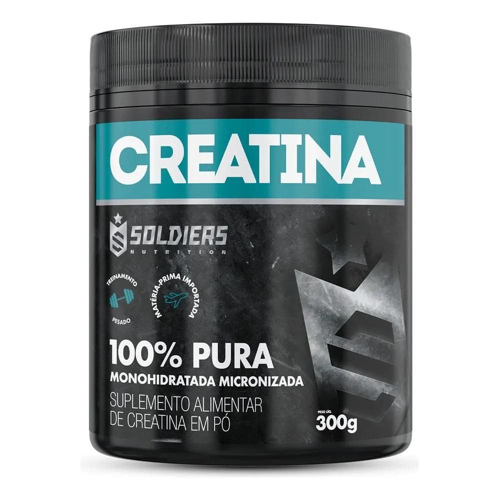 2X Creatina Monohidratada Pote 300G 100% Pura Soldiers Nutri