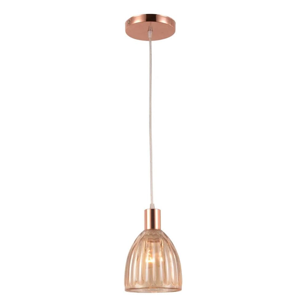 2X Lustre/Pendente Em Vidro Mooca Cobre/Rose Gold - Startec