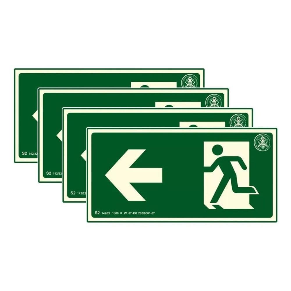 2X Kit 4 Placas Fotoluminescentes Saida A Esquerda S2