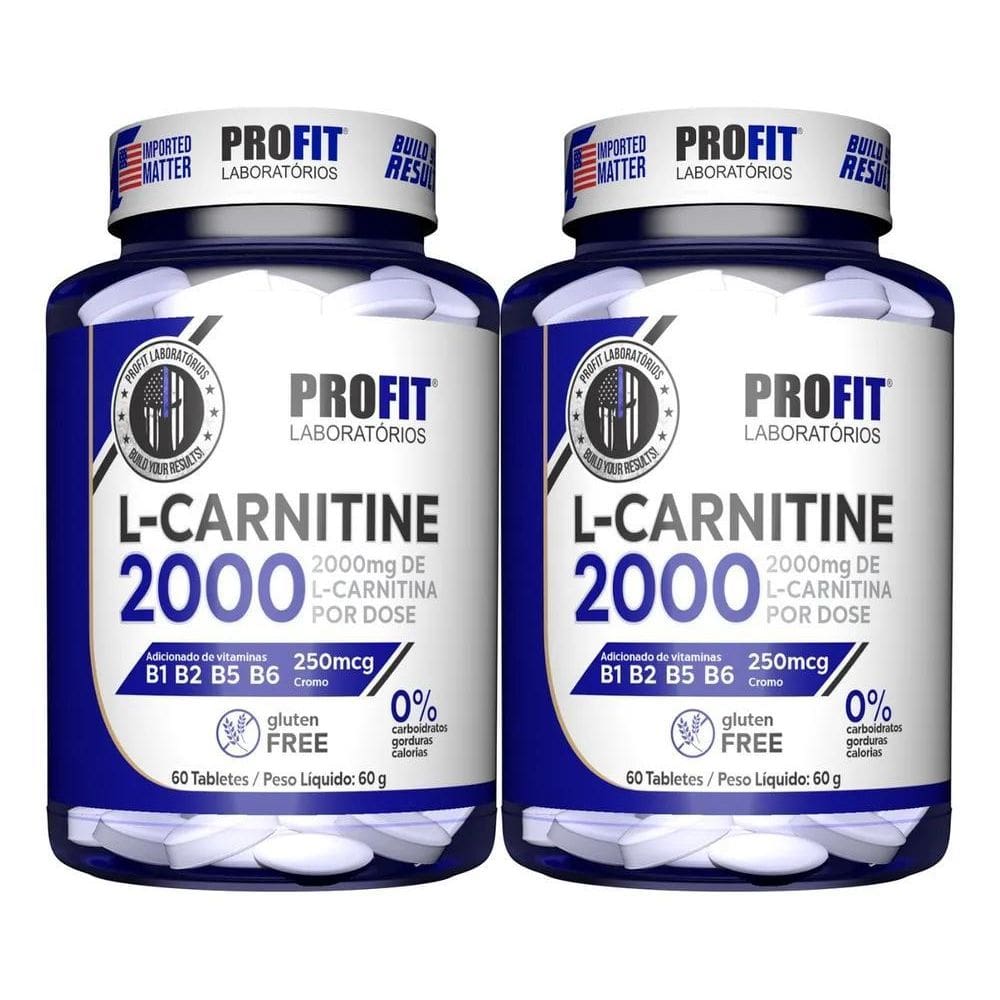 2X Kit 2X L-Carnitina 2000Mg - Pote 60 Cápsulas 120C - Pro