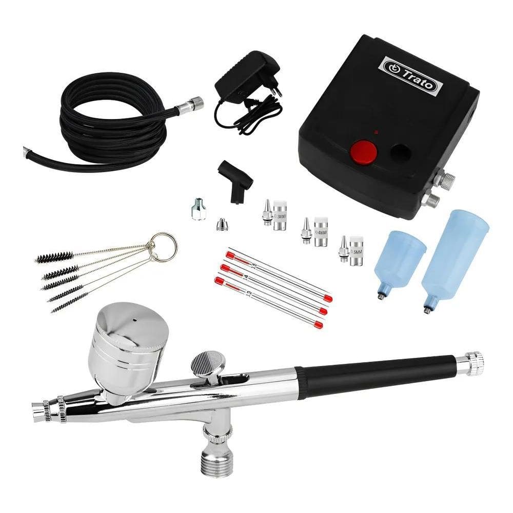 Kit Completo Aerografia Mini Compressor Ar + Aerógrafo 0,3Mm