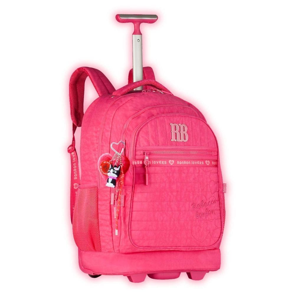 Mochila Rebecca Bonbon De Rodas Juvenil Escolar Bordo Rosa