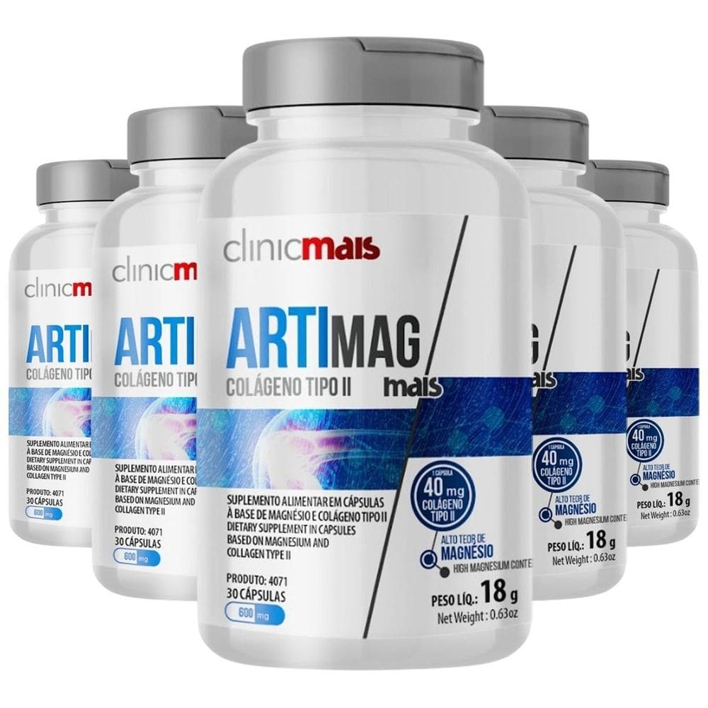 Kit 5 Artimag Colágeno Tipo Ii 30 Cápsulas Clinicmais
