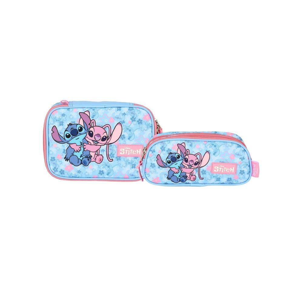Kit Escolar Lilo Stitch Estojo Box + Estojo Triplo Premium