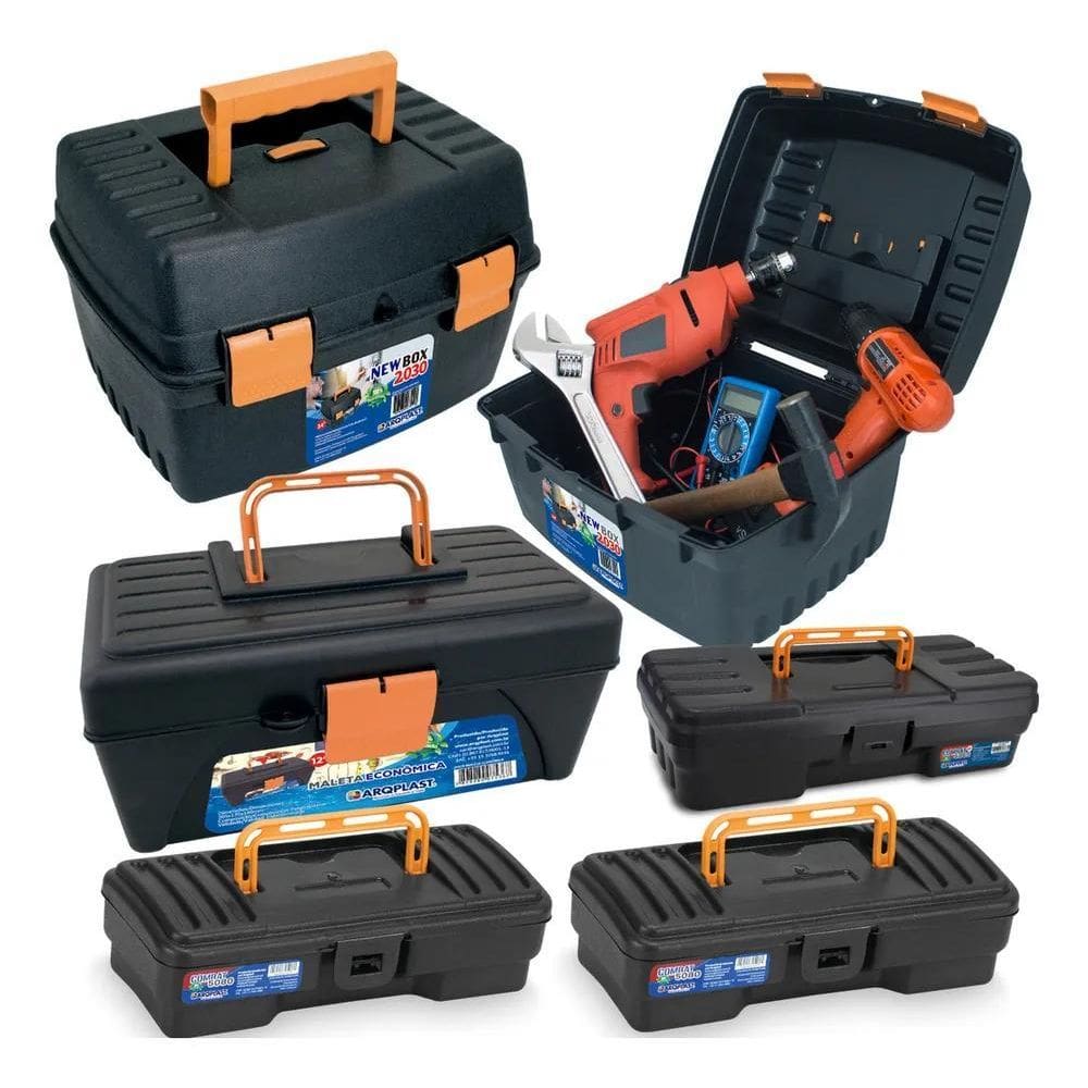 2X 5 Maletas Ferramentas Caixas Reforçadas Pequena Grande So