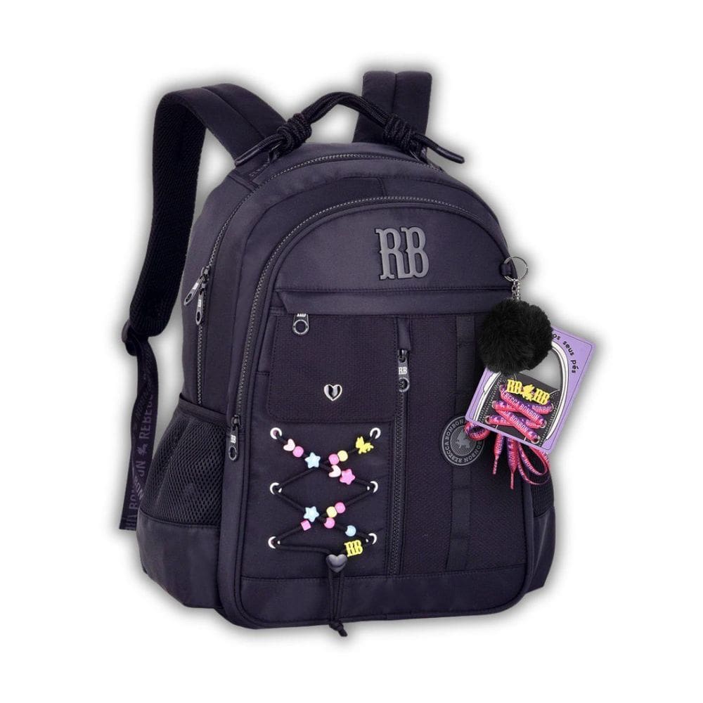 Mochila Rebecca Bonbon Costas Notebook Escolar Juvenil Preto