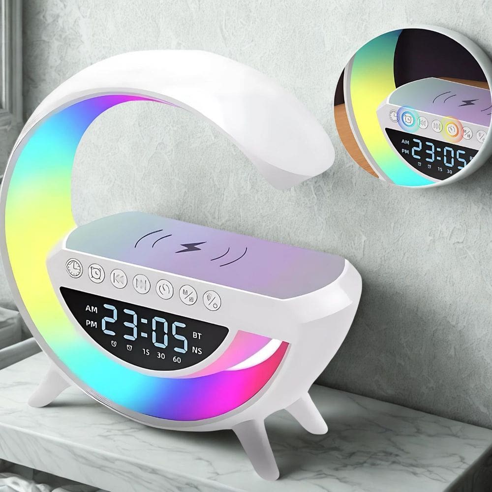 Luminária Led Com Iluminação Moderna E Speaker Bluetooth