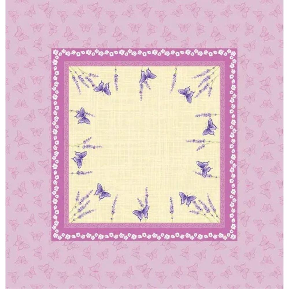 Toalha Mesa Pop Quadrada Lavanda Borboletas 75X75Cm Lepper
