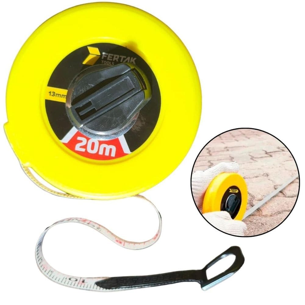 Trena Longa 20M Estojo Abs Fita Fibra De Vidro Com Manivela