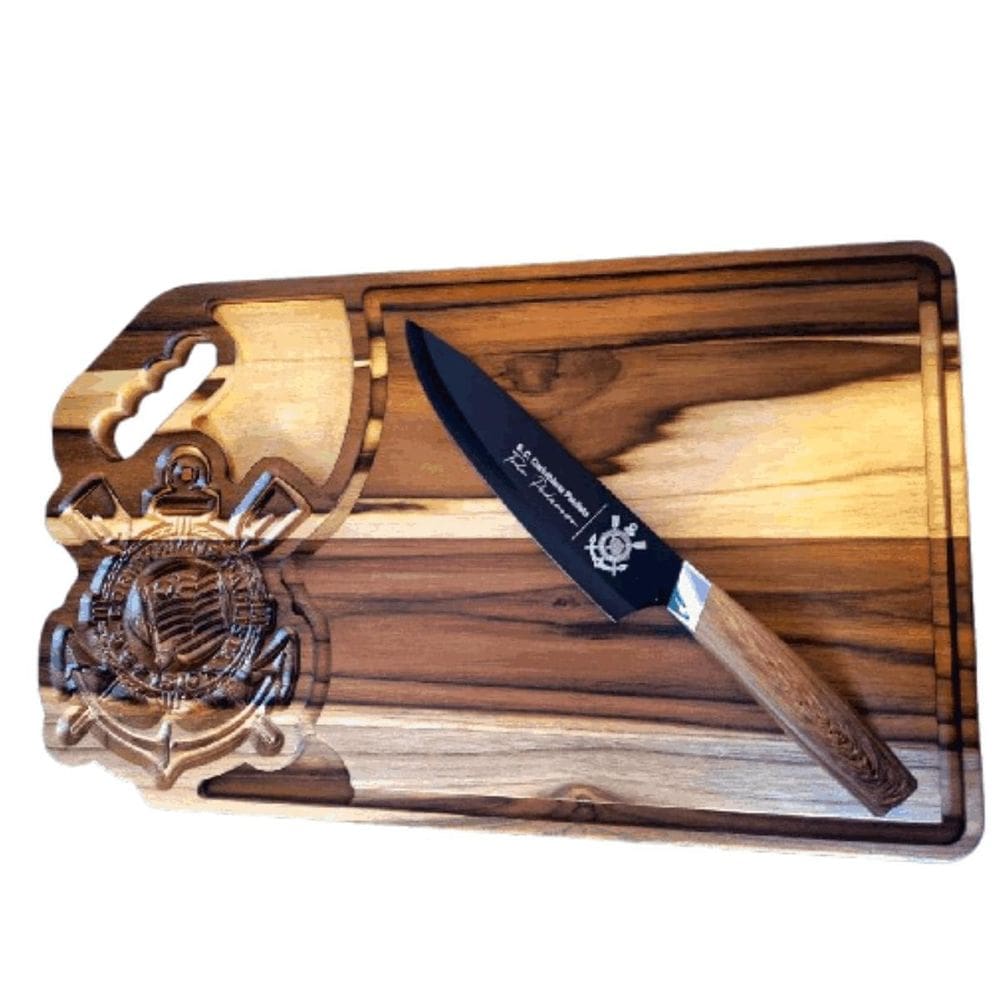 Kit Churrasco Corinthinas Tabua +Faca Carne Oficial Presente