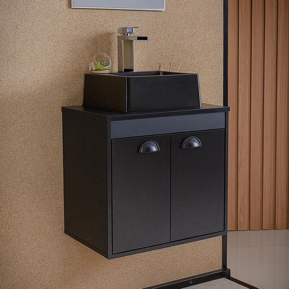 Gabinete Armário Para Banheiro 50Cm Mdf Com Cuba - Pompeia