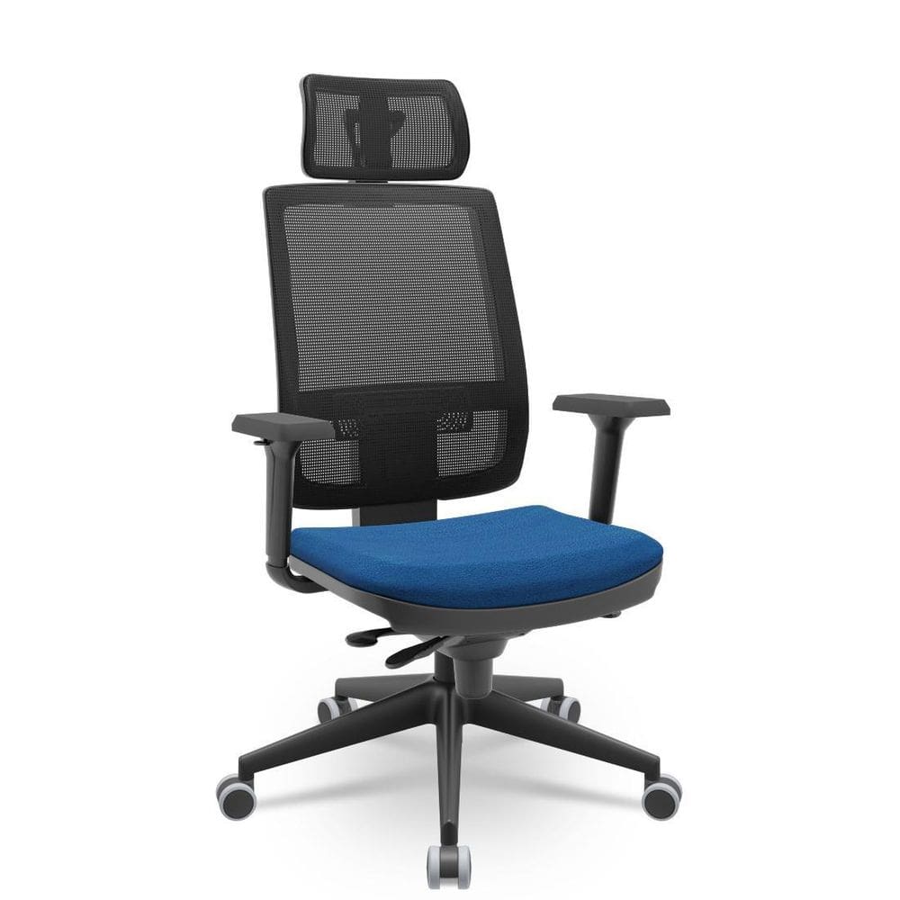 Cadeira Brizza Tela 3D Slider Piramidal Com Apoio Poli Azul