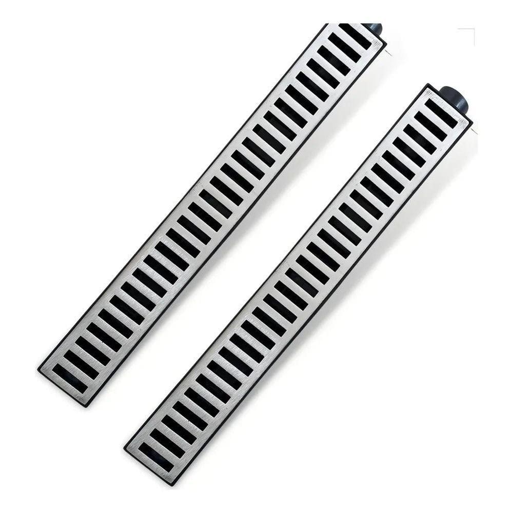 2X 2 Ralo Linear 6X50Cm Grelha Alumínio + Caixa Coletor De Á