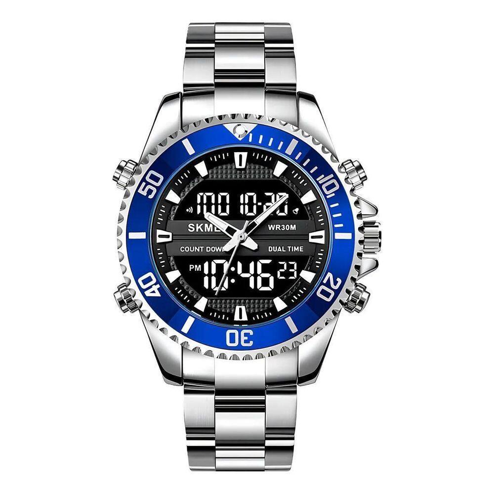 Relógio Masculino Skmei 1850Sibu Prata E Azul