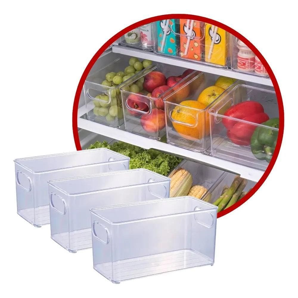 2X Organizador Multiuso Acrilico Kit Com 3 Utensilio Cozinha