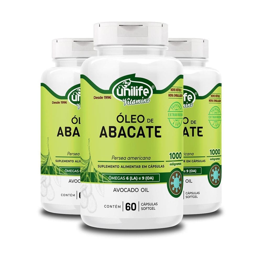 Kit 3 Óleo De Abacate Unilife 60 Cápsulas