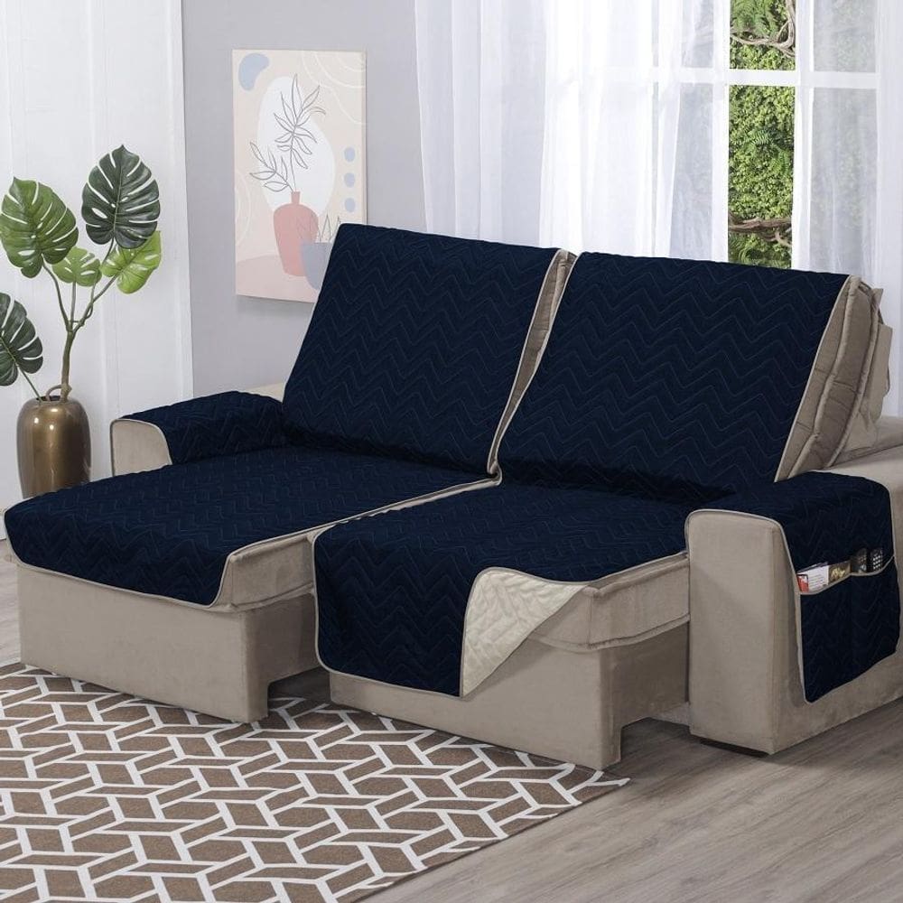 Protetor Sofá Retrátil Capa 4 Lugares 2,20M Assento Dupla