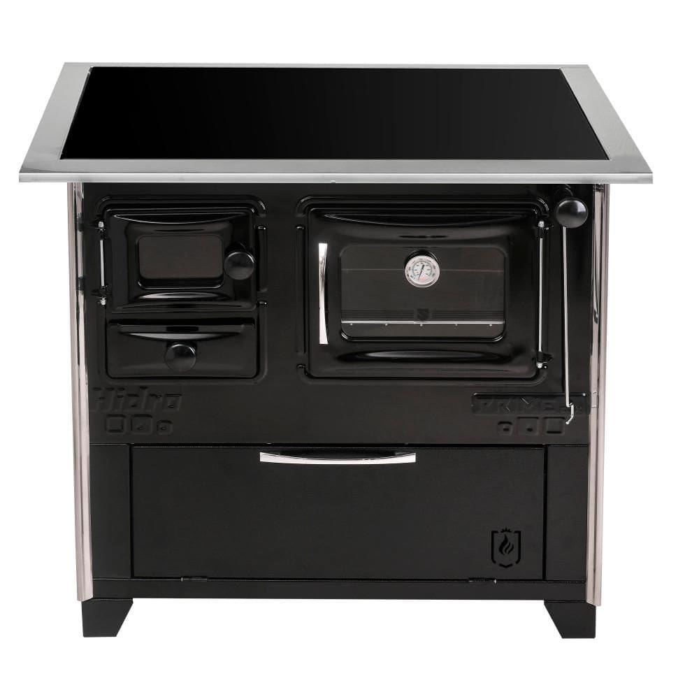 Fogão a Lenha Hidro Prime Vitro N2 Preto Lado Direito VITREO LD