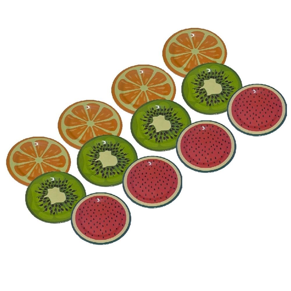 Conjunto 12 Pratos de Fruta Em Melamina Para Jantar 25cm